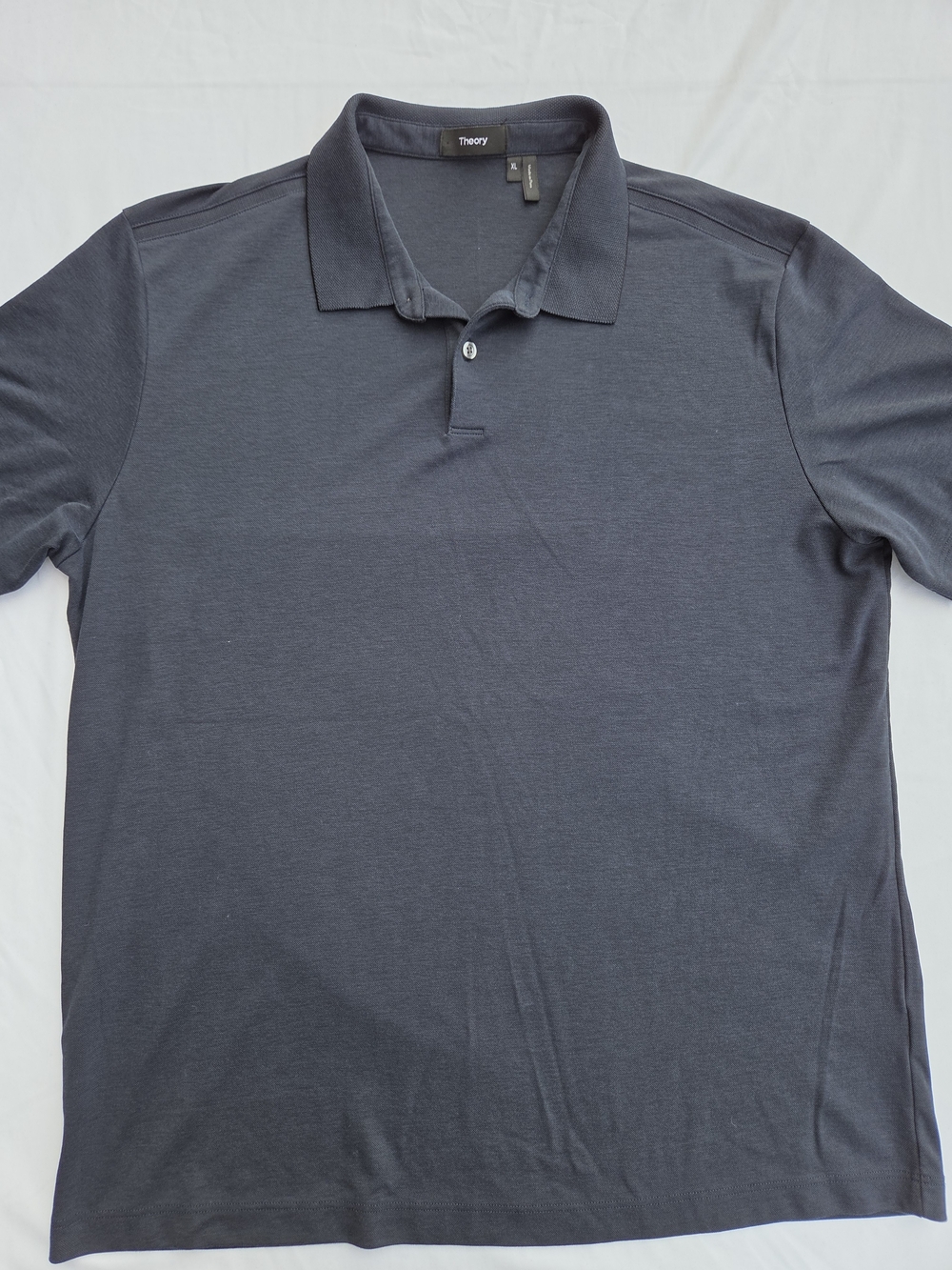 Theory Mens Standard Polo Shirt XL Charcoal Dark Gray Short Sleeve Pique Knit